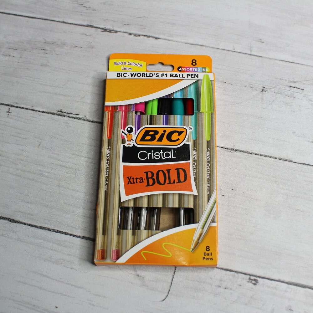 Bic Cristal Ball Point Pens Xtra Bold Boxed Set of 8